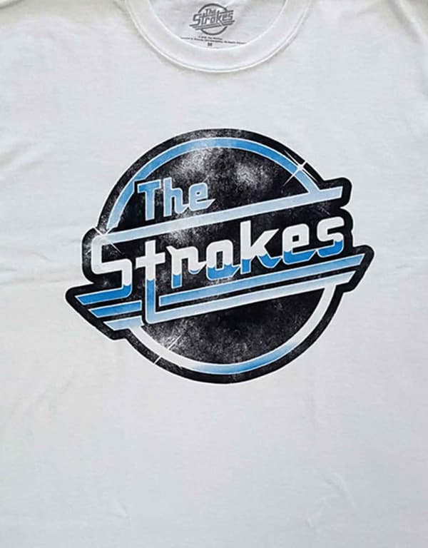 The Strokes T Shirt Distressed Magna Band Logo Official Mens White