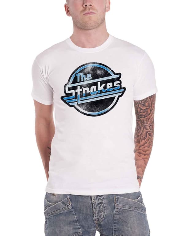 The Strokes T Shirt Distressed Magna Band Logo Official Mens White White XXL