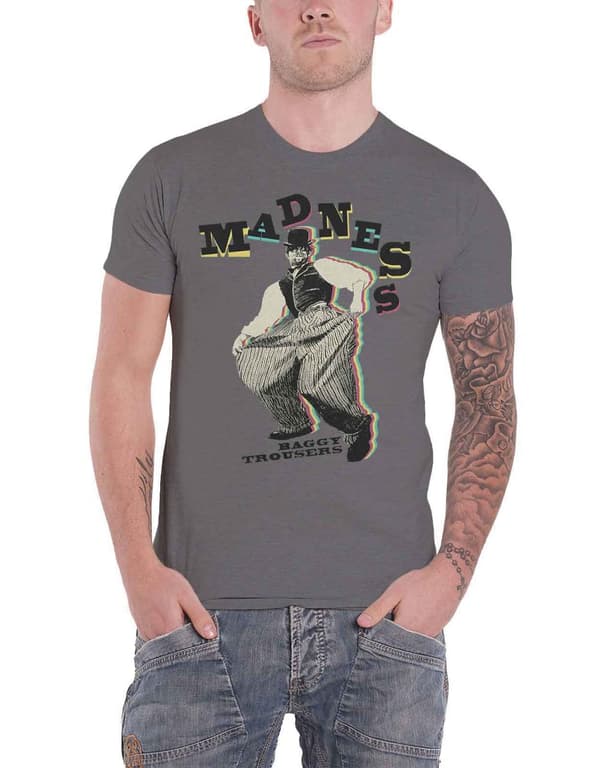 Madness T Shirt Baggy Trousers Band Logo Official Mens Heather Grey Heather Grey L