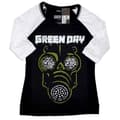 Miniatyrbild 1 av 2: Green Day T Shirt Green Mask Band Logo Official Black Raglan 3/4 Sleeve Womens