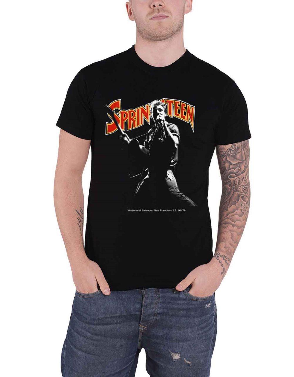 Bruce Springsteen T Shirt Winterland Ballroom Singing Official Mens Black