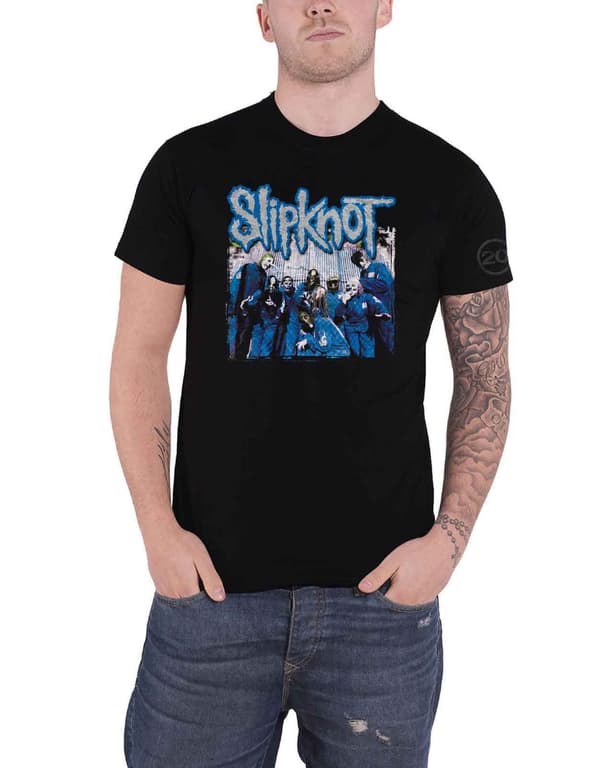 Slipknot T Shirt 20th Anniversary Tattered and Torn Official Mens Black Black XXL