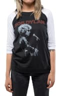 Miniatyrbild 3 av 4: Bob Dylan T Shirt Sound Check Logo Official Black Raglan 3/4 Sleeve Womens