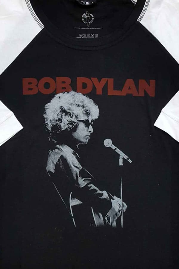 Bob Dylan T Shirt Sound Check Logo Official Black Raglan 3/4 Sleeve Womens
