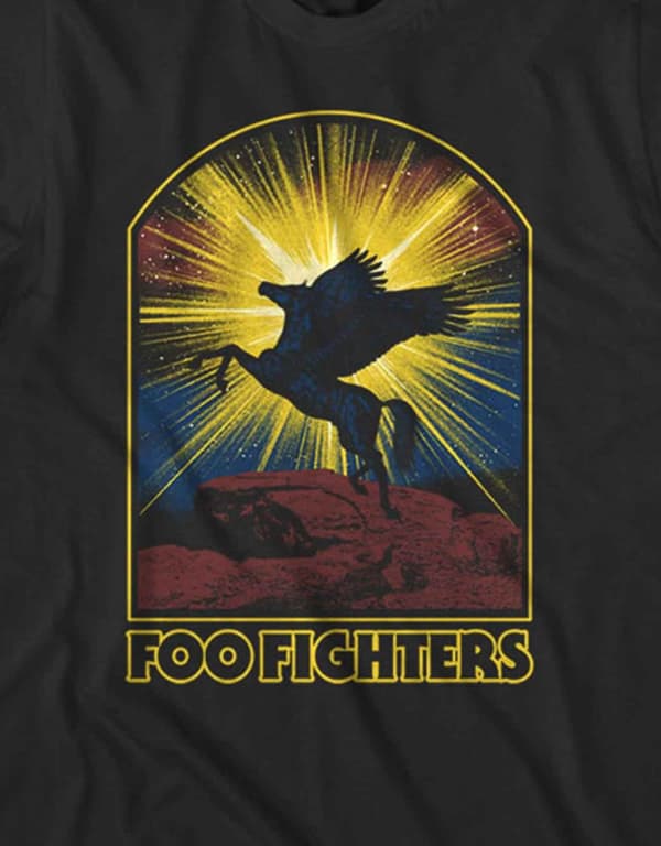 Foo Fighters T Shirt Pegasus Band Logo Official Mens Black