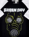 Miniatyrbild 2 av 4: Green Day T Shirt Green Mask Band Logo Official Black Raglan 3/4 Sleeve Womens