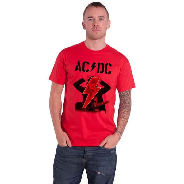 AC/DC T Shirt Angus Pwr Up Band Logo Official Unisex Red Red S