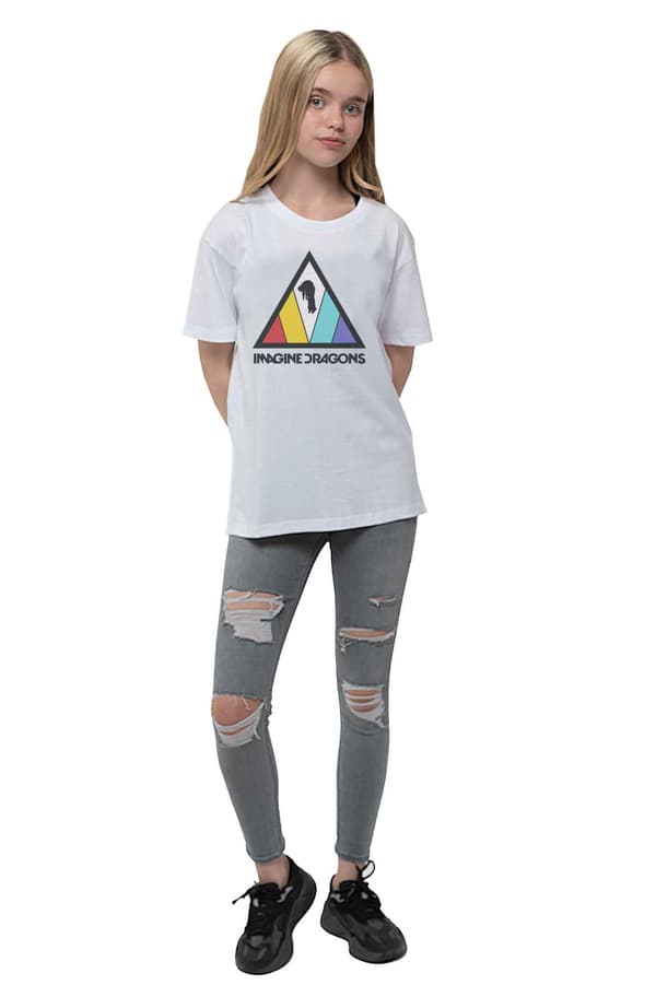 Imagine Dragons Kids T Shirt Triangle Logo Official White Ages 1-14 yrs