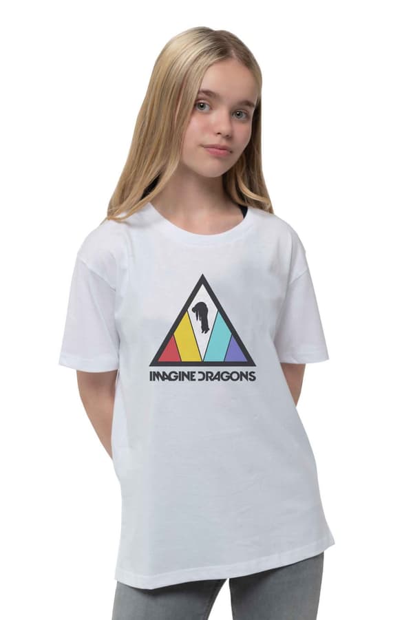 Imagine Dragons Kids T Shirt Triangle Logo Official White Ages 1-14 yrs White Small (5/6 Yrs)