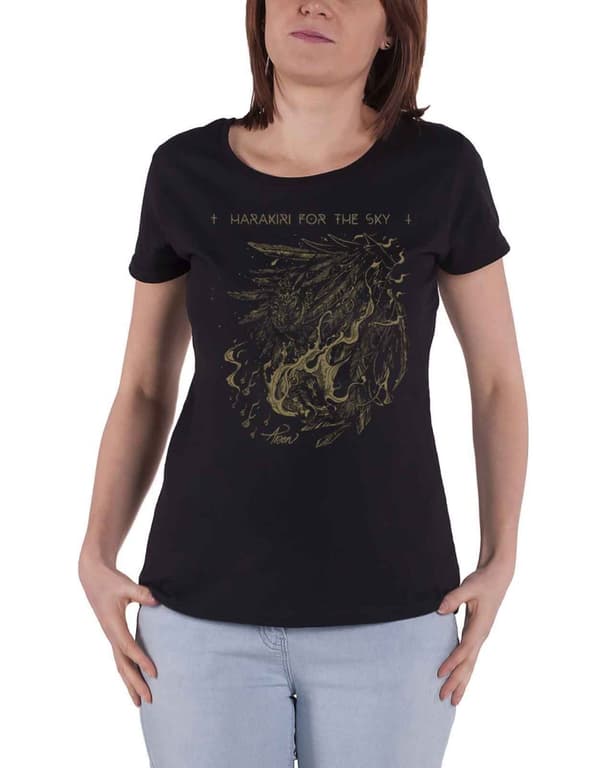 Harakiri For The Sky T Shirt Arson Gold Official Womens Skinny Fit Black