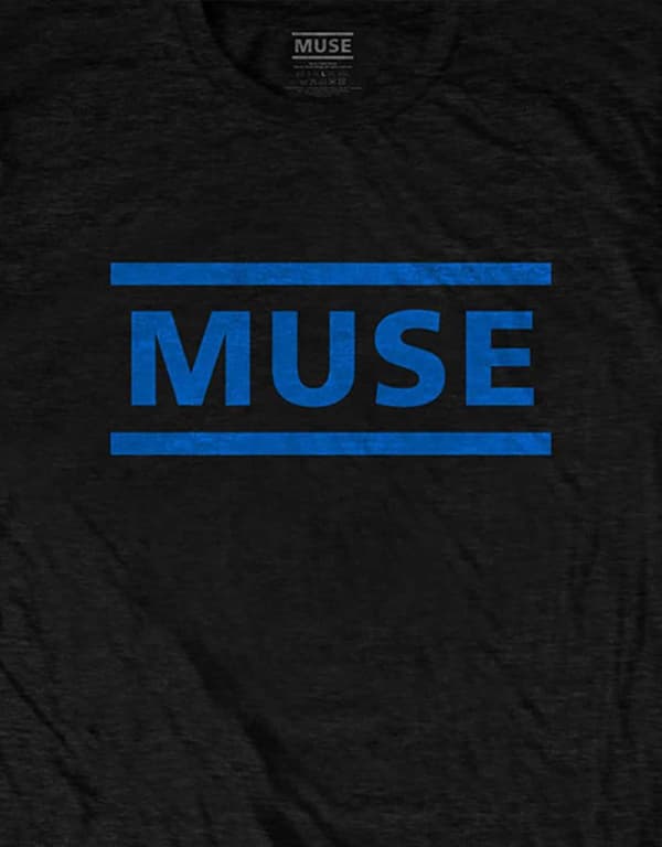 Muse T Shirt Dark Blue Band Logo Official Mens Black