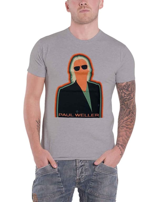 Paul Weller T Shirt Illustration Key Lines Logo Official Mens Grey Grey XL