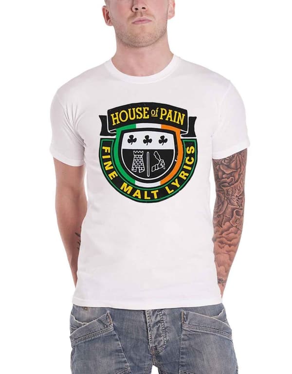 House Of Pain T Shirt Fine Malt Band Logo Official Unisex White White XL