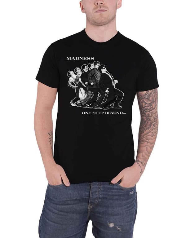 Madness T Shirt One Step Beyond Band Logo Official Mens Black Black XXL