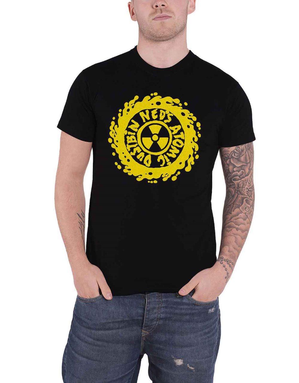 Neds Atomic Dustbin T Shirt Yellow Classic Band Logo Official Mens Black