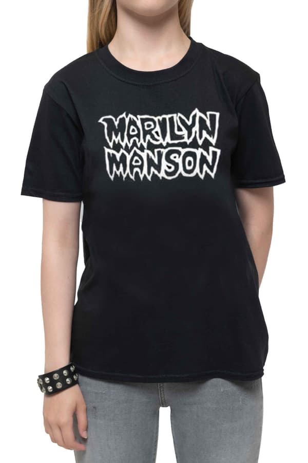 Marilyn Manson Kids T Shirt Classic Logo Official Black Ages 5-14 yrs