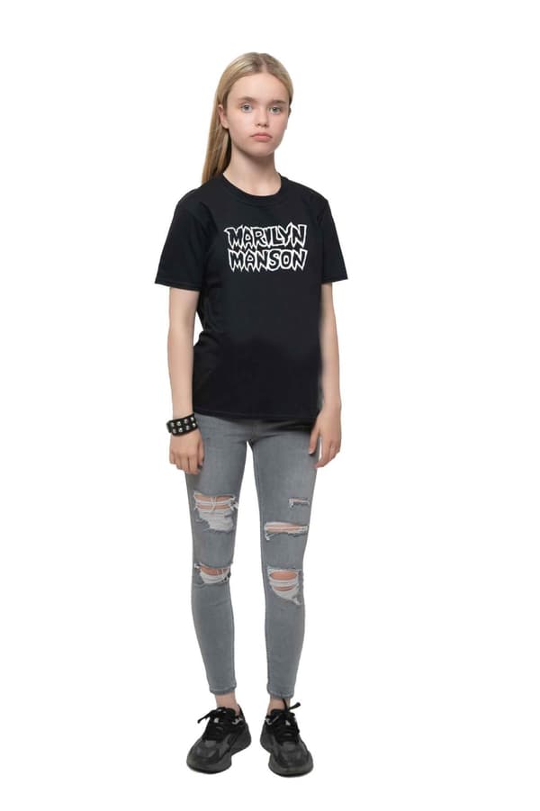 Marilyn Manson Kids T Shirt Classic Logo Official Black Ages 5-14 yrs