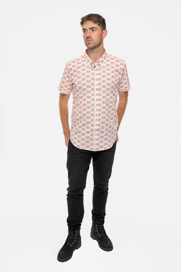 David Bowie Shirt Logo repeat Pattern Official Mens White Casual