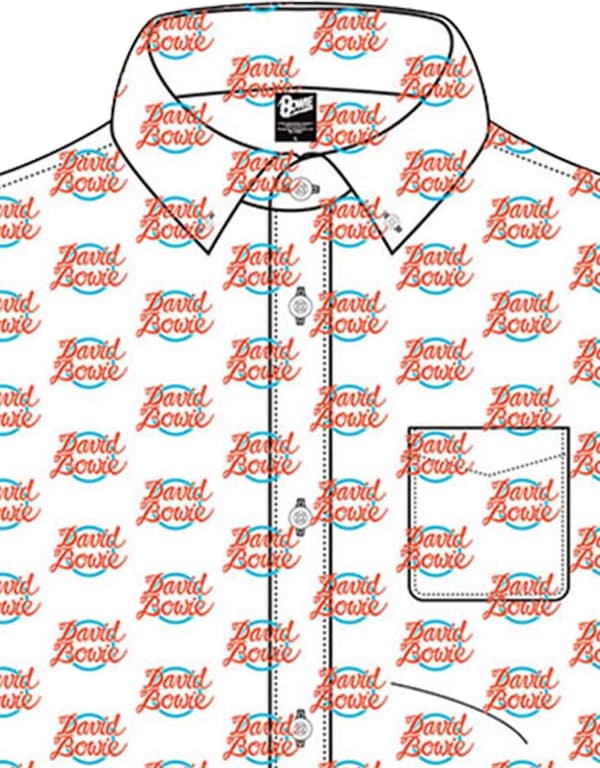 David Bowie Shirt Logo repeat Pattern Official Mens White Casual
