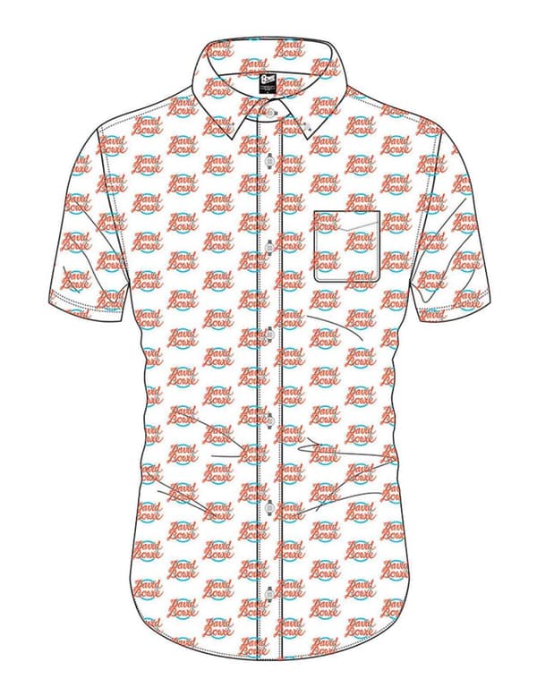 David Bowie Shirt Logo repeat Pattern Official Mens White Casual White S