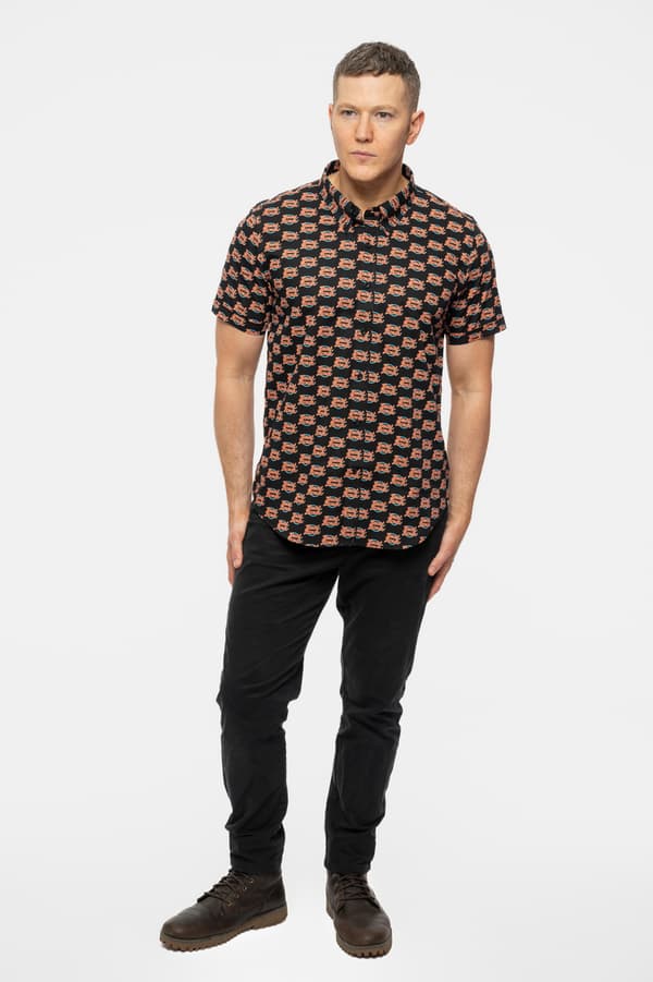 David Bowie Casual Shirt Logo repeat Pattern Official Mens Black Casual