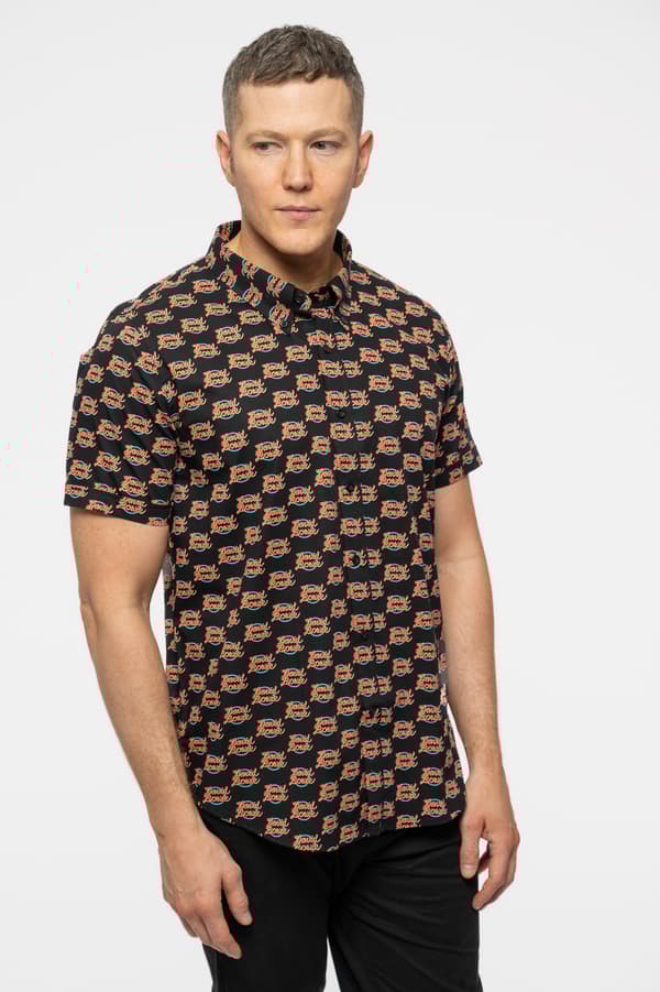 David Bowie Casual Shirt Logo repeat Pattern Official Mens Black Casual