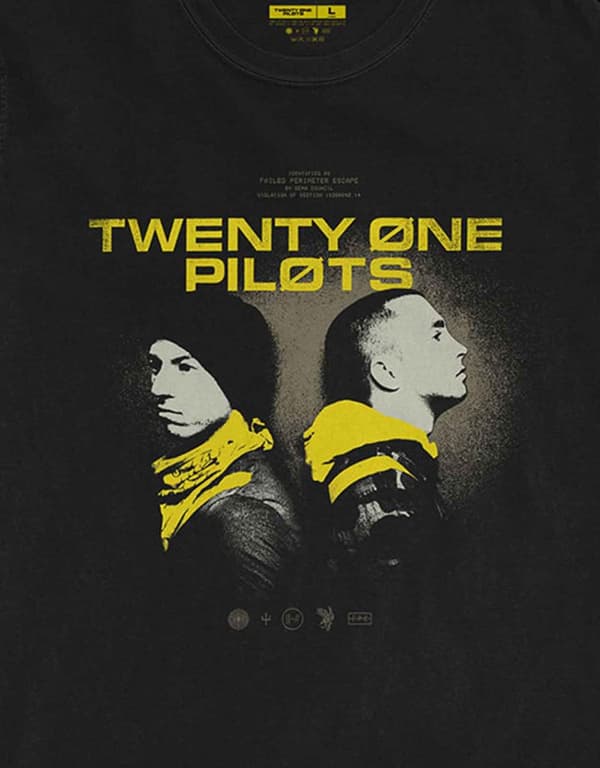 Twenty One Pilots T Shirt Back To Back trench Band Logo Official Mens Black