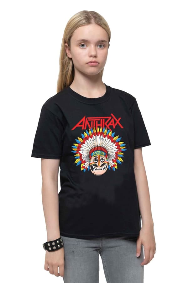 Anthrax Kids T Shirt War Dance Band Logo Official Black Ages 5-14 yrs Black Medium (7/8 Yrs)