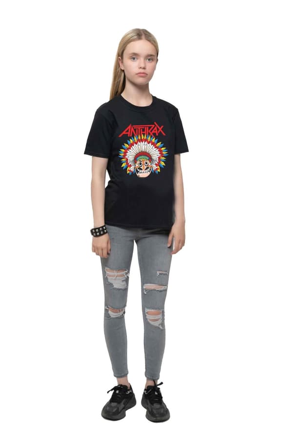 Anthrax Kids T Shirt War Dance Band Logo Official Black Ages 5-14 yrs