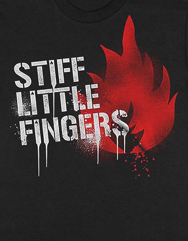 Stiff Little Fingers T Shirt Graffiti Band Logo Official Mens Black