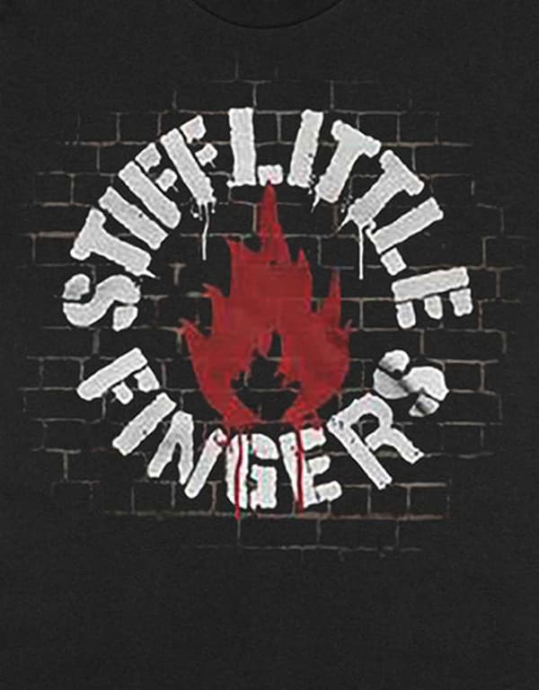 Stiff Little Fingers T Shirt Wall Band Logo Official Mens Black