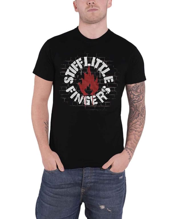 Stiff Little Fingers T Shirt Wall Band Logo Official Mens Black