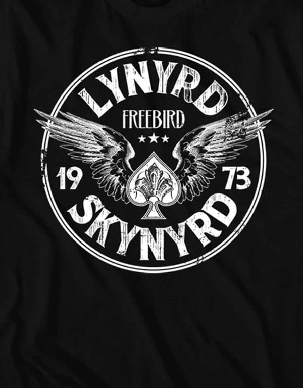 Lynyrd Skynyrd T Shirt Freebird 73 Wings Band Logo Official Mens Black