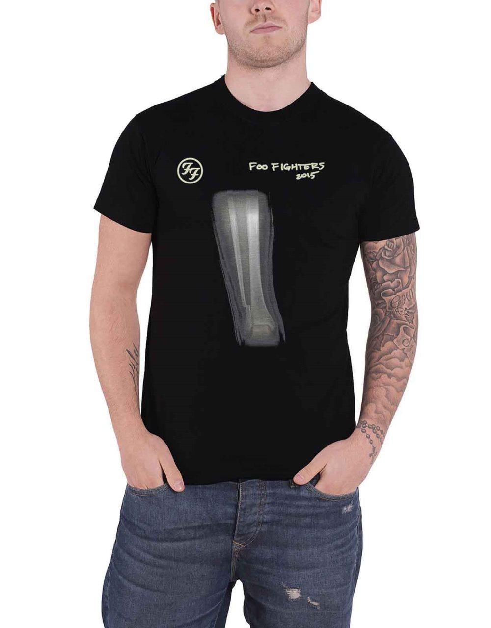 Foo Fighters T Shirt X Ray Broken Leg 2016 Band Logo Official Mens Black