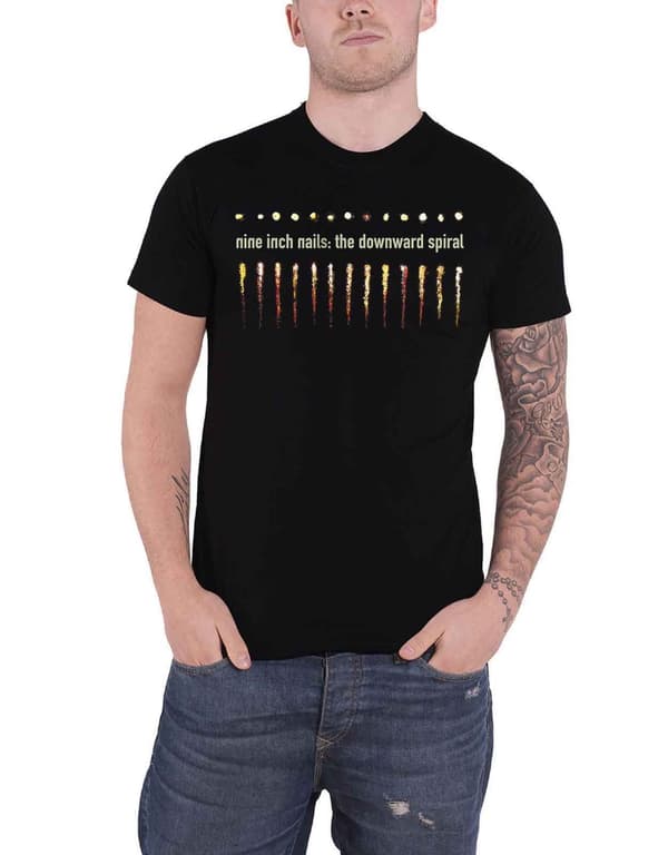 Nine Inch Nails T Shirt Downward Spiral Band Logo Official Mens Black Black L