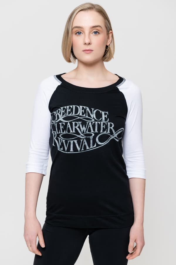 Creedence Clearwater Revival T Shirt Vintage Logo 3/4 Sleeve Raglan Womens