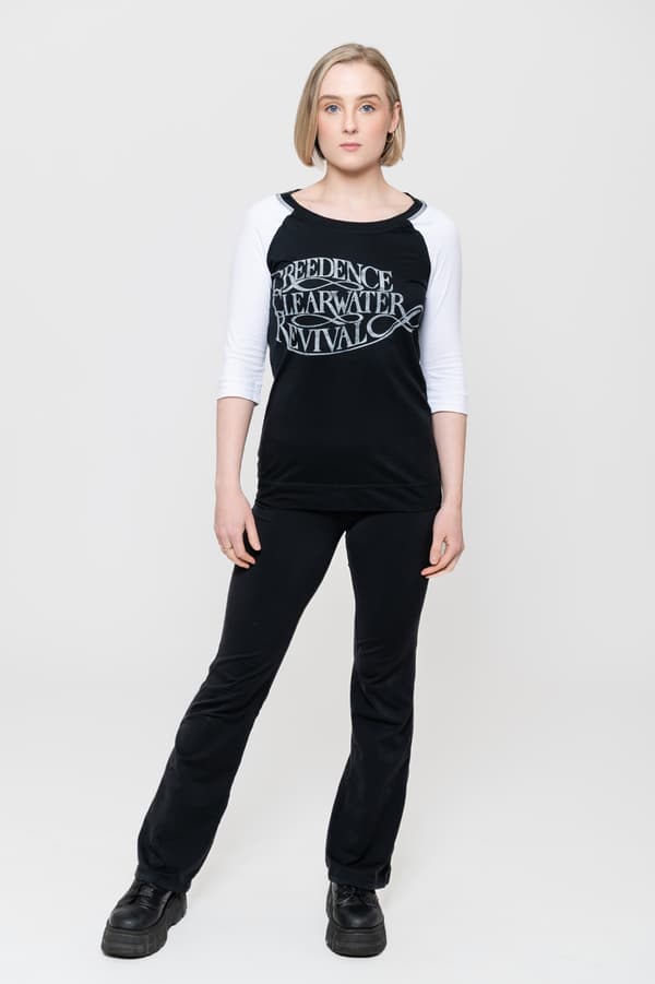 Creedence Clearwater Revival T Shirt Vintage Logo 3/4 Sleeve Raglan Womens