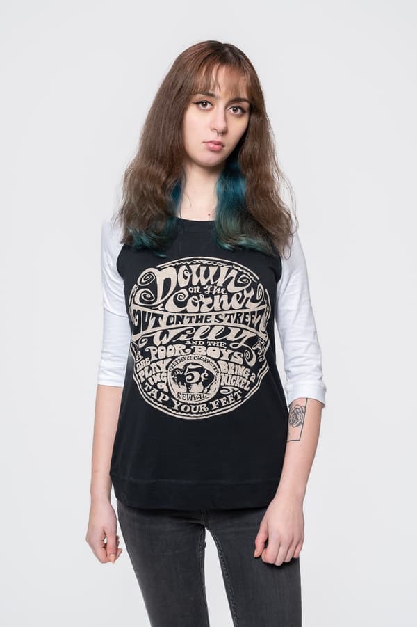 Creedence Clearwater Revival T Shirt Down On The Corner Official Raglan Womens