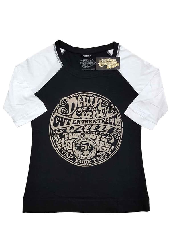 Creedence Clearwater Revival T Shirt Down On The Corner Official Raglan Womens Black XL