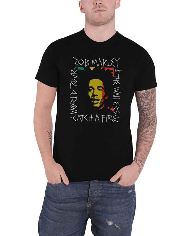 Bob Marley T Shirt Rasta Scratch Logo Official Mens Black Black XXL