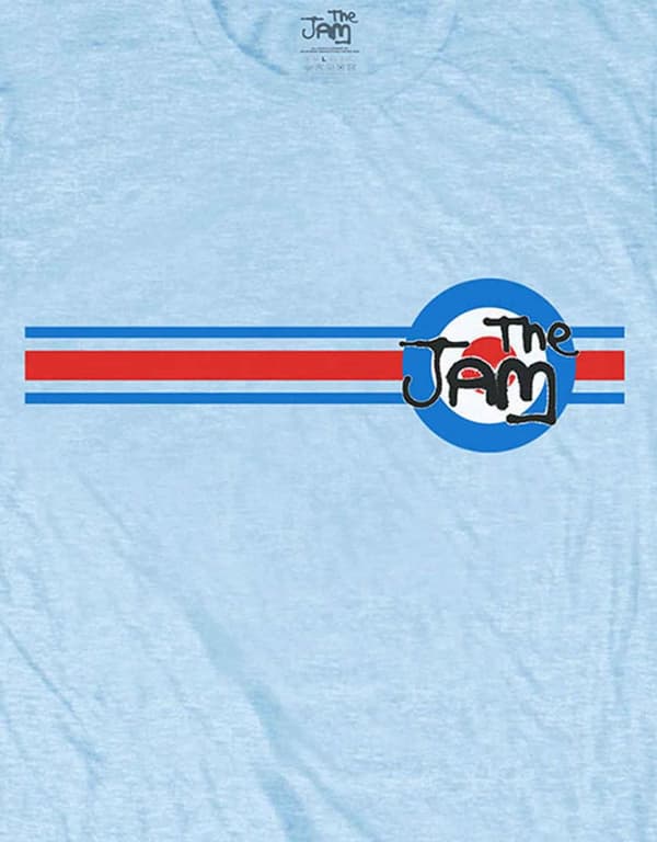 The Jam T Shirt Target Stripe Band Logo Official Mens Light Blue