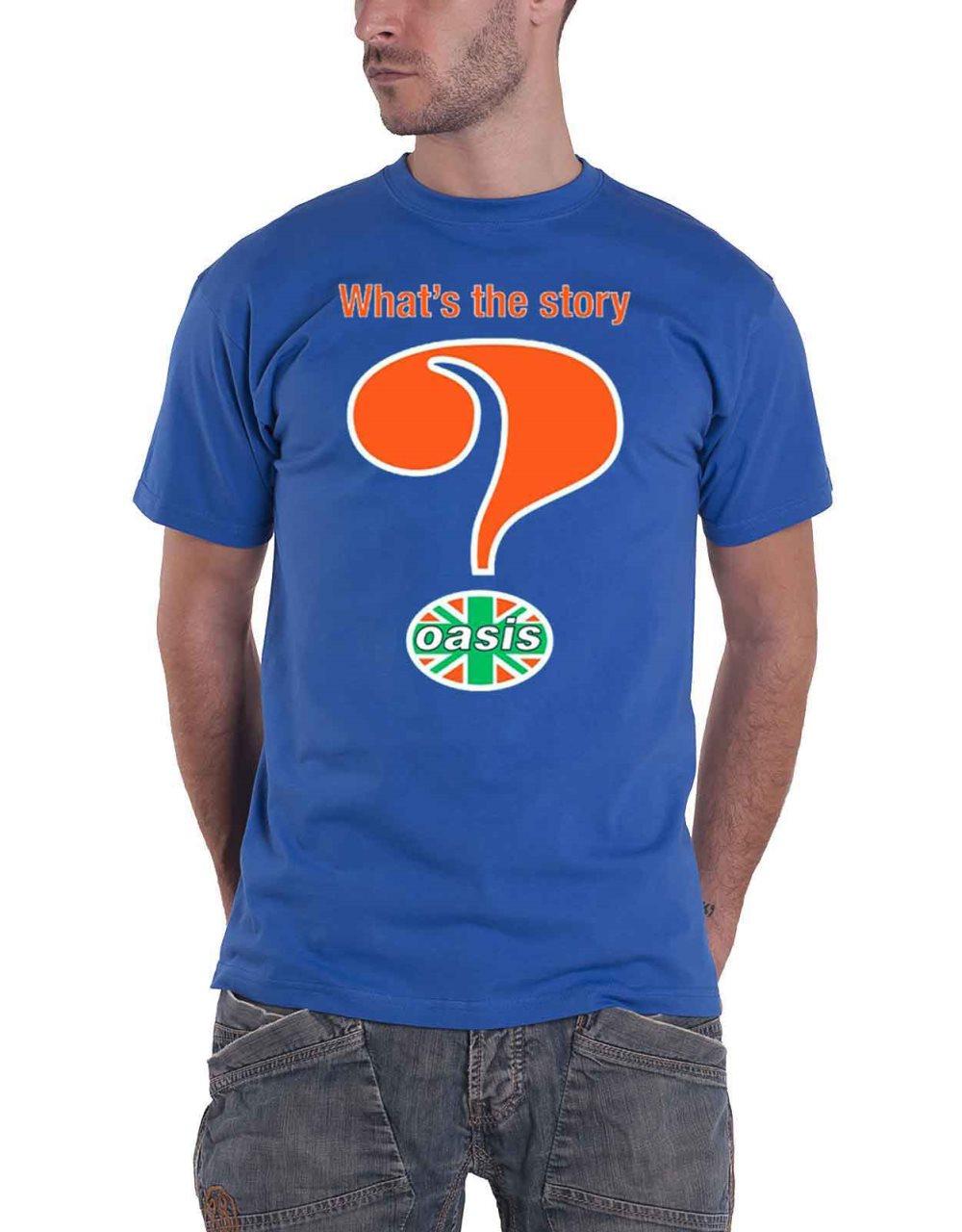 Oasis T Shirt Question Mark Band Logo Official Mens Royal Blue