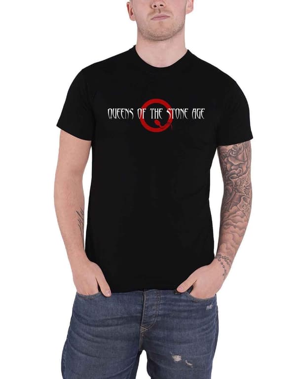 Queens Of The Stone Age T Shirt Text Band Logo Official Mens Black