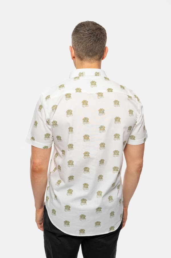 Queen Shirt Classic Crest Band Logo All Over Print Official Mens White