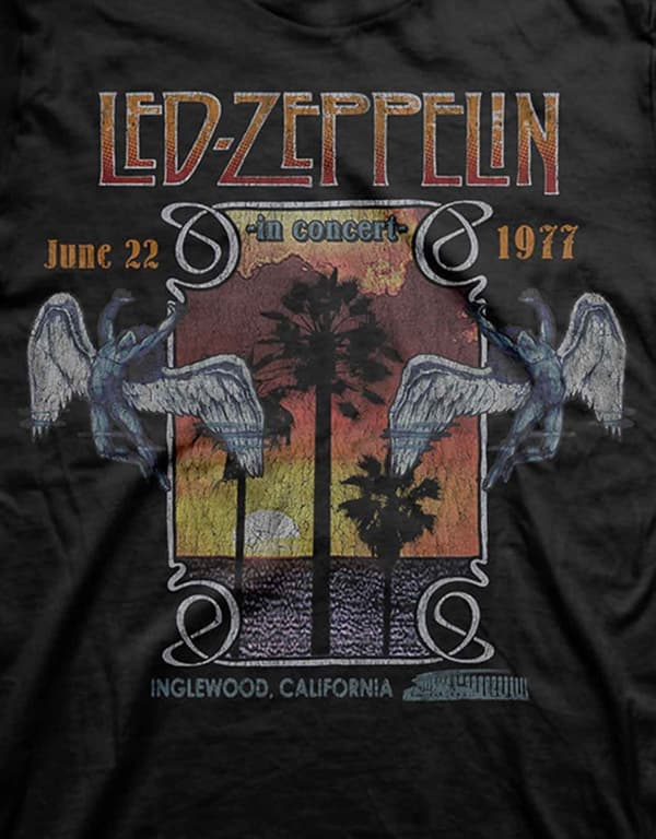 Led Zeppelin T Shirt Inglewood Band Logo Official Mens Black