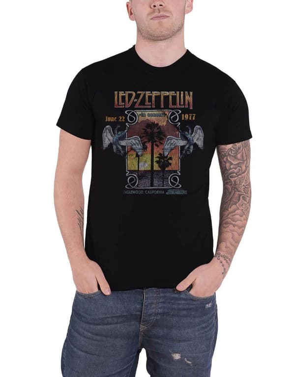 Led Zeppelin T Shirt Inglewood Band Logo Official Mens Black