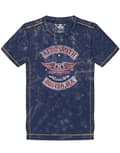 Miniatyrbild 1 av 5: Aerosmith T Shirt Boston Pride Band Logo Official Mens Navy Blue Snow Wash