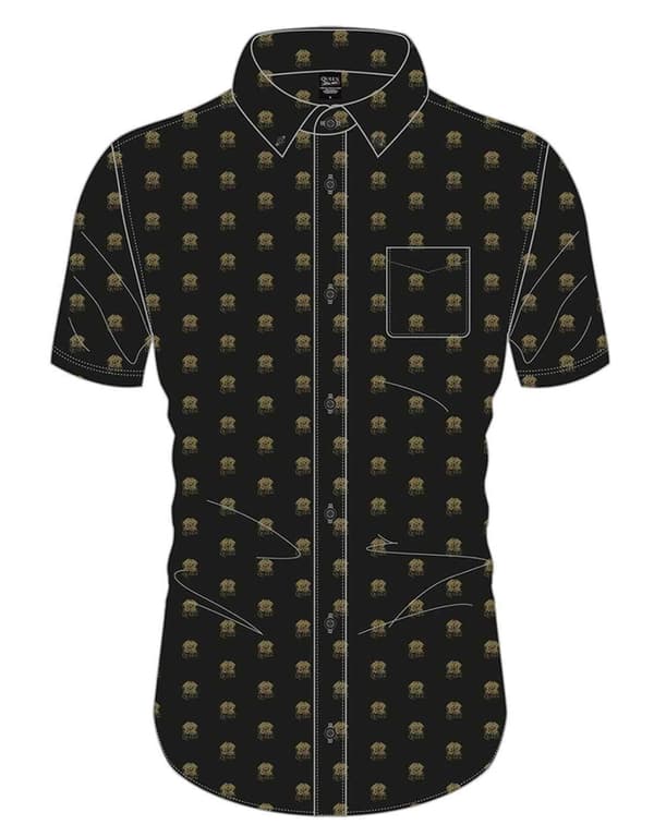 Queen Shirt Casual Classic Crest Band Logo All Over Print Official Mens Black Black XL