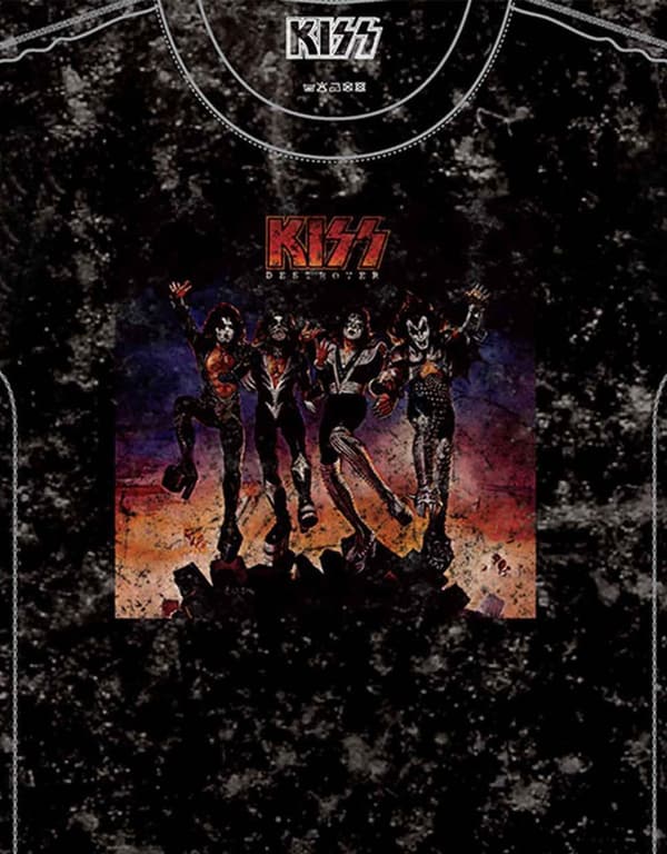 Kiss T Shirt Destroyer Band Logo Official Mens Black Snow Wash