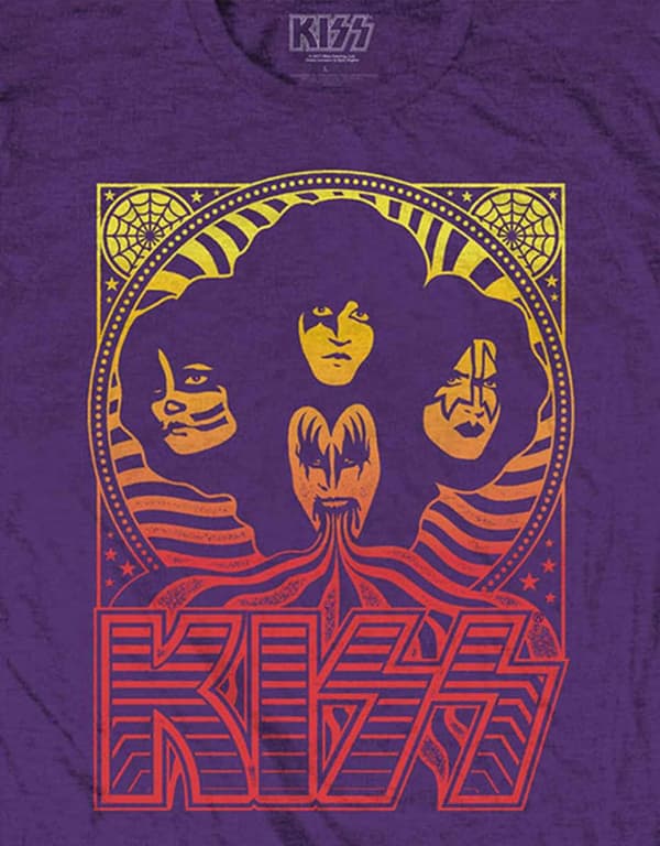 Kiss T Shirt Gradient Group Band Logo Official Mens Purple